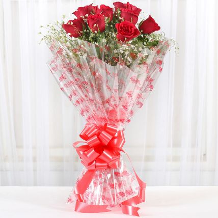 10 Exotic Red Roses Bouquet: Women's Day Gifts