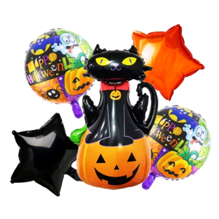 5 In 1 Black Cat Halloween Balloon: 