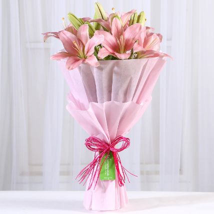 Admirable Asiatic Pink Lilies Bunch: Bestsellers Gifts