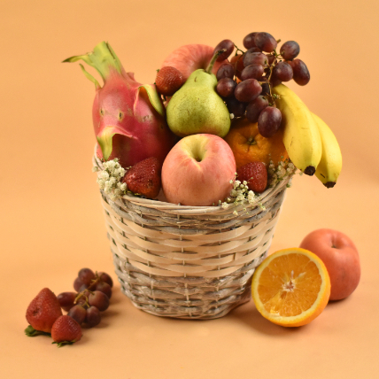 Assorted Healthy Fruits Willow Basket: 
