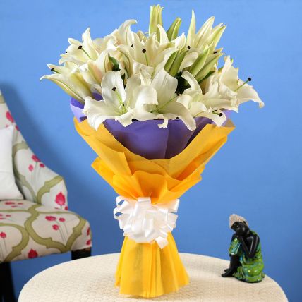 Beautiful White Oriental Lilies Bouquet: 