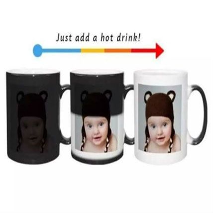 Black Color Changing Personalized Mug: Personalised Anniversary Gifts