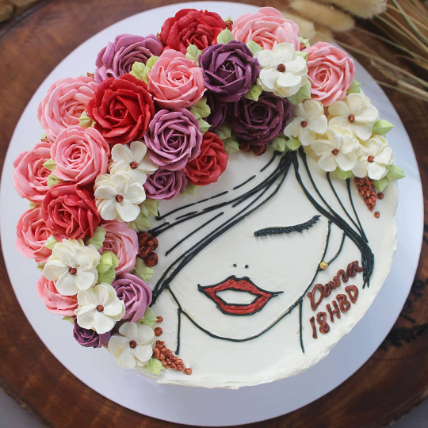 Blooming Lady Flower Cake: Cake Delivery 