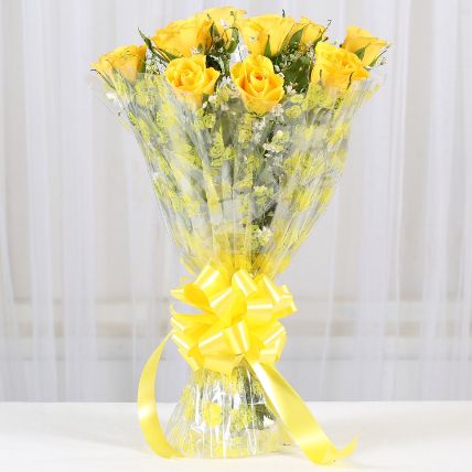 Bright Yellow Roses 10 Bouquet: Valentines Day Gifts 