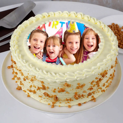 Butterscotch Birthday Photo Cake 1.5 Kg: Cake Delivery 