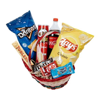 Chips And Chocolates Treat Basket: Gifts for New Born