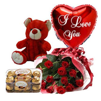 Cute Gesture Of Love Combo: Flowers With Chocolates 