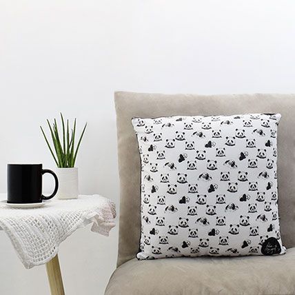 Cute Panda Printed Square Pillow: Gifts for Him 