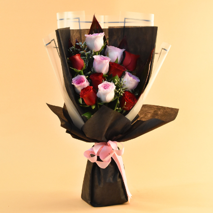Elegant Pink & Red Roses Bouquet: Flower Delivery Philippines