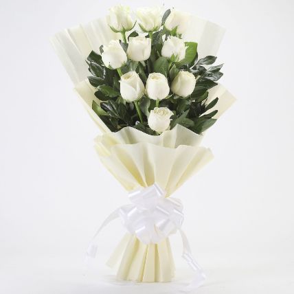 Elegant White Roses Bouquet: Valentines Day Gifts for Him