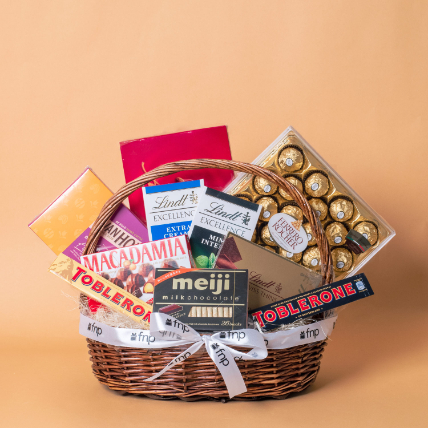 Exotic Chocolates Brown Willow Basket: Gift Hampers 