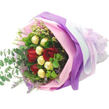 Ferrero And Rose Classic Bunch: Bouquet of Chocolates