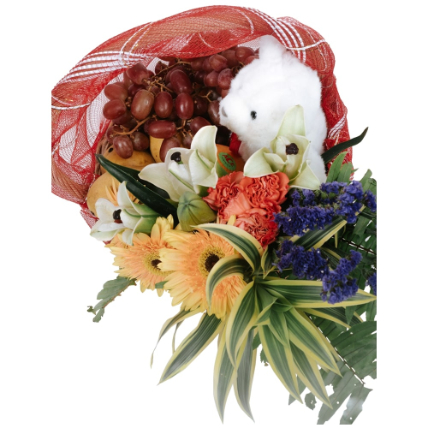 Fresh Fruits And Flowers Basket: 