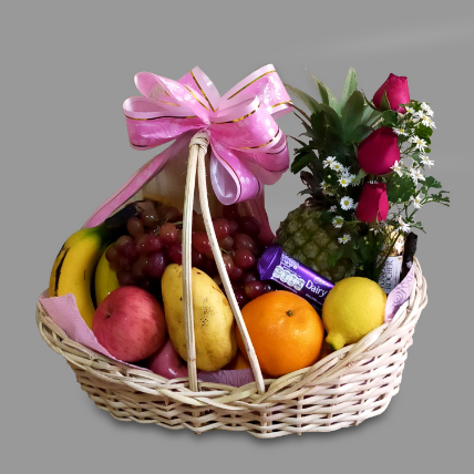 Fruits With Chocolates And Flowers: Gift Hampers 