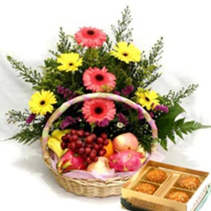 Fruits With Flowers: Bithday gifts Hamper