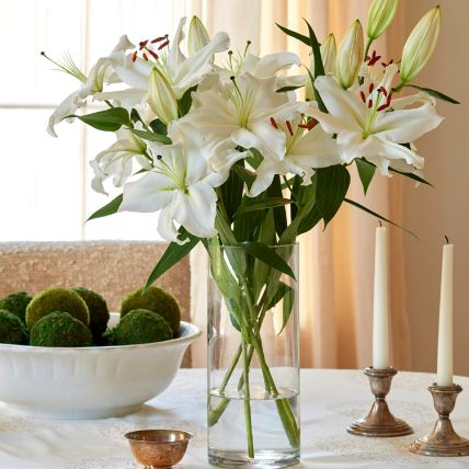 Happiness WIth Sweet Lilies Arrangement: Lilies Flowers