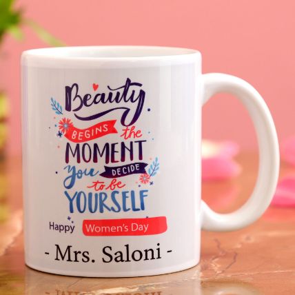 Happy Womens Day Personalised White Mug: Customized Gifts 