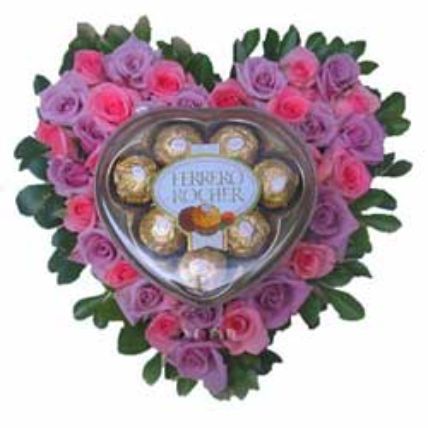 Heart of Gold Pink PIL: Flower N Chcocolates For Anniversary
