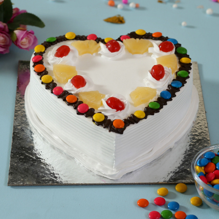 Heart Shaped Pineapple Gems Cake: Gifts for Valentines Day
