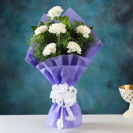 Heavenly White Carnations Bunch: Flowers for Christmas