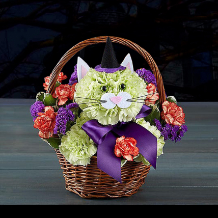 Kitty Flower Basket For Halloween: Gifts for Colleague