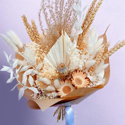 Light Toned Dried Flower Bouquet: Gifts Delivery