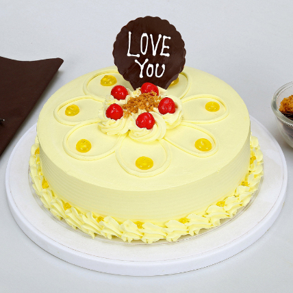 Love You Valentine Butterscotch Cake: Valentines Day Gifts 