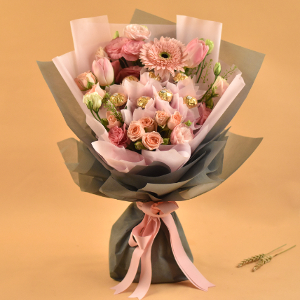Mixed Flowers & Chocolates Bouquet: Chocolates Delivery