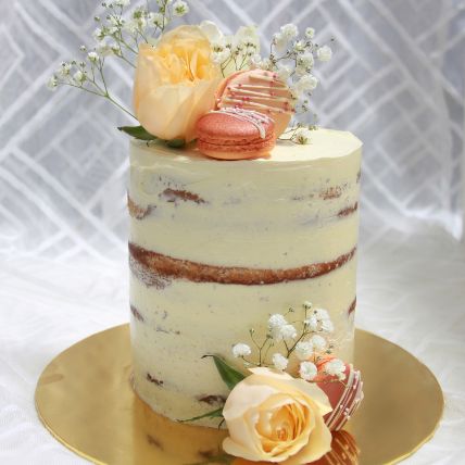 Naked Floral Vanilla Buttercream Cake: 