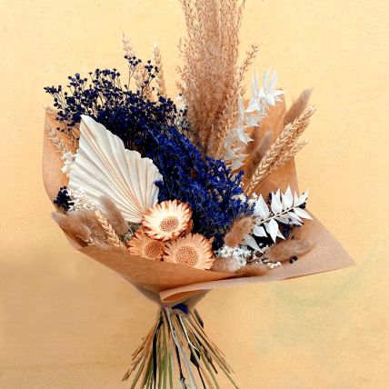 Navy And Neutral Dried Flower Bouquet: Flower Bouquets Delivery