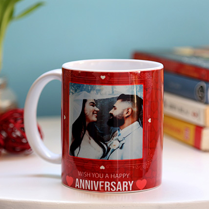 Personalised Anniversary Red Heart Mug: 
