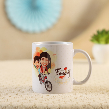 Personalised Friends On Cycle Mug: Gifts for Friends