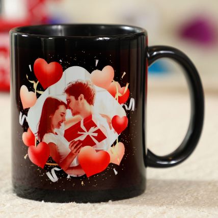Personalised In Love Black Mug: Personalised Anniversary Gifts