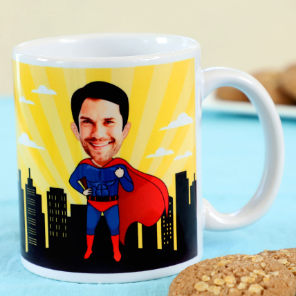 Personalised Superman Caricature Mug: Personalised Birthday Gifts