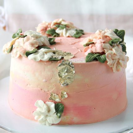 Pink Blossoms Vanilla Buttercream Cake: Designer Cakes 