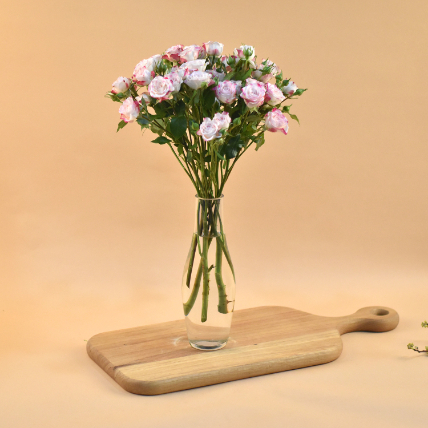 Pink Spray Roses Oval Shaped Vase: 