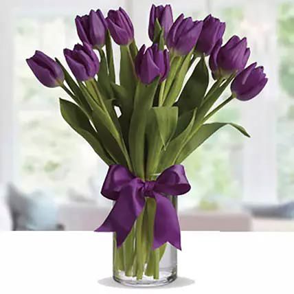 purple tulip arrangement: Tulips 