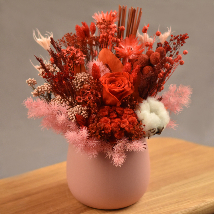 Ravishing Mixed Preserved Flowers Designer Vase: 