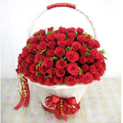 Red Rose Basket: Roses Valentines Day
