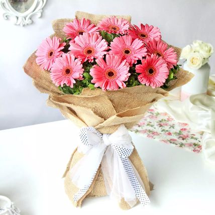Refreshing Dark Pink Gerberas Bunch: Flower Bouquets Delivery