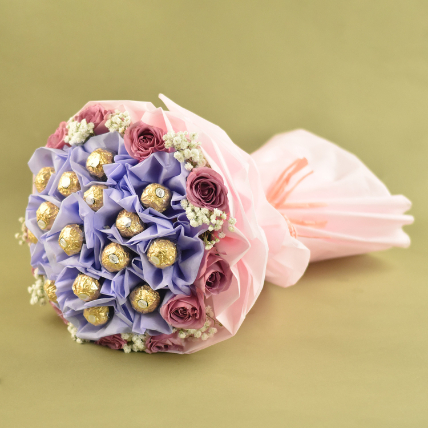 Roses & Ferrero Rocher Bouquet: Flowers And Chocolates