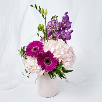 Serene Mixed Flowers Vase Arrangement: 