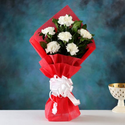 Soothing Charm White Carnations Bunch: 