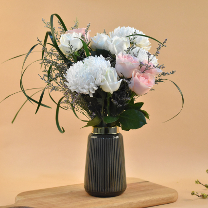 Soothing Mixed Flowers Designer Vase: 