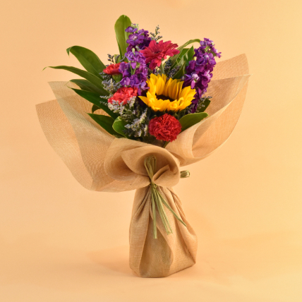 Striking Mixed Flowers Bouquet: Same Day Delivery Gifts