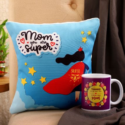 Super Mom Cushion And Mug Combo: Gift Combos 