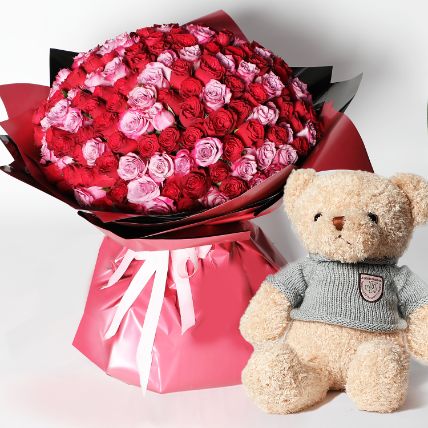 Teddy Roses Special Bouquet: Gift Combos 