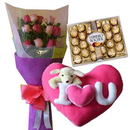 The Hearty I Love You Combo: Flowers And Chocolates