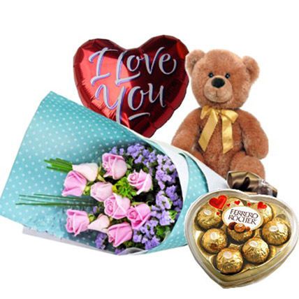 The Perfect I Love You Combo: Flower N Chcocolates For Anniversary