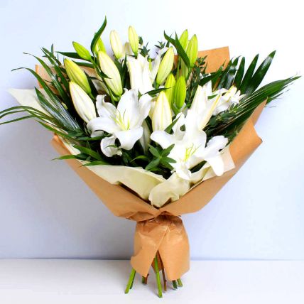 White Sweet Lilies Bouquet: Sympathy and Funeral Flowers 